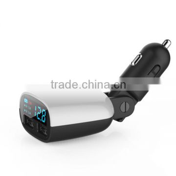 foldable dual port usb car charger 5v 3.4a Led display current and voltage