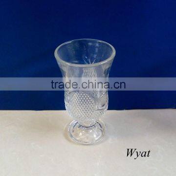 small embossed flower design 100ml glass wine drinking cups