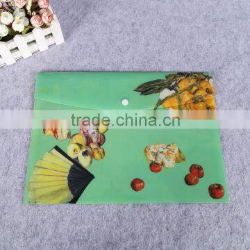 Logo Printed button plastic pp file folder a4 plastic hanging file holder horizontal document folder