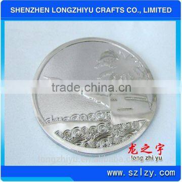 Embossed logo 3d silver plated trolley coin
