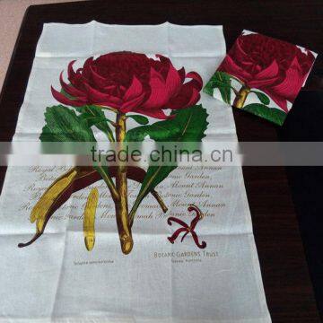 Kitchen Textile Printed Tea Towel for Home Decoration Linen Tea Towel for Promotion and Gift--beautiful Flower New Design