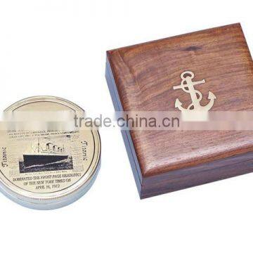 Beautiful Brass Titanic Compass -Gift compass With Rosewood box 13415