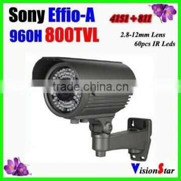 Surveillance Cam System Outdoor OSD Menu 60pcs IR Leds 50M Night Vision 800TVL Sony Effio-A 4151+811 Outdoor Bullet Camera