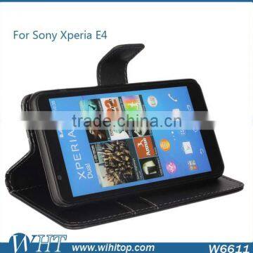 China Supplier Flip Wallet Cover Genuine Leather Phone Case for Sony Xperia E4