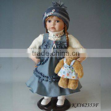 Country style 16'' porcelain customised stand doll