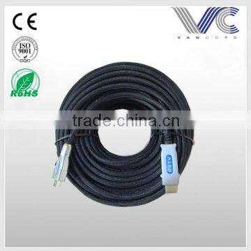 golden plated CCA 1080p 3D HDMI cable with nylon mesh China