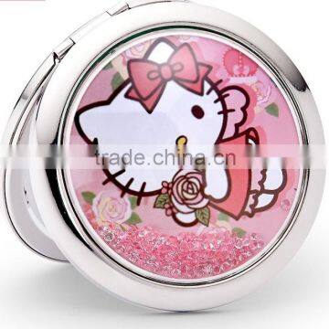 Oval Metal Silver Compact Mirror Jewelly Zinc Alloy Sticker Pocket Mirror