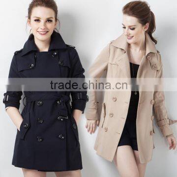 Women's Water-Resistant Double-Breasted Trench Coat Winter Dress OEM Type Clothes Factory Manufacturer Guangzhou Baiyun