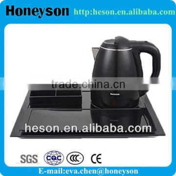 hotel room amenity Hot sale stainless steel inside electric water kettle and welcome teapot tray tea set3