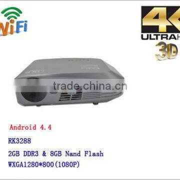 Built-in Wi-Fi, 1500 lumens DLP Home Theater 3D Smart Portable Projector Supports WXGA 1280x800p