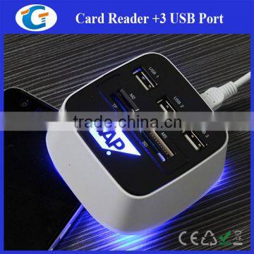 personalised led logo usb card reader hub 2.0 for corporate gift