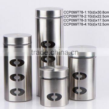 CCP099T78 round glass jar with stainless steel casing