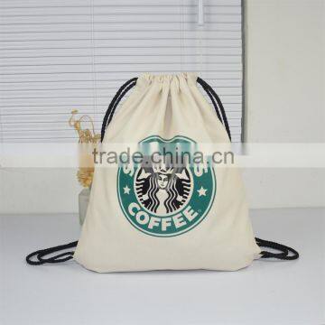 Fashionable canvas bag unisex drawstring bag