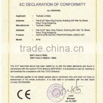 EN71 certificate for RADIO SET