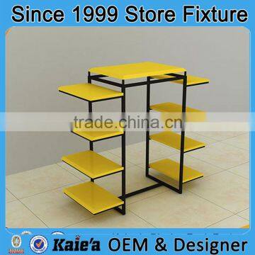 Yellow flooring display rack design clothing display rack for sale