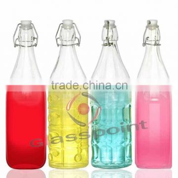 Soda drinking glass bottle, glass bottle for fruit drinks with stopper