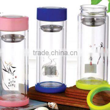 Crystal glass bottle with double wall high quality wholesale