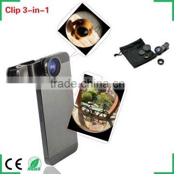 Mobile Phone Accessories 3 in 1 Lens Kit 180 Degree Fisheye Lens Wide Angle Lens Micro Lens for Samsung Iphone 6 photo-2