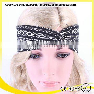 Bohemian Black White Printing Yoga Sports Head Band photo-4