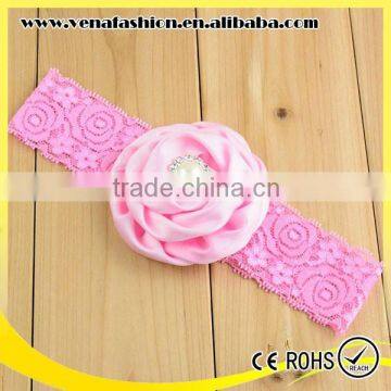 Fashion Elastic Girls Pearl Flower Knitted Head Bands photo-4