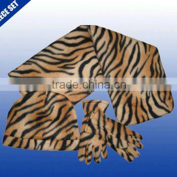 Embroidery logo promotional polar fleece scarf hat gloves