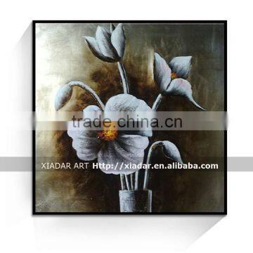 black and white flower canvas painting for bedroom