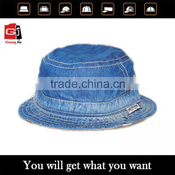 2016 Customized New Fashion Classic Street Wear Plain Blank Distressed Worn Out Denim Fitted Bucket Hat