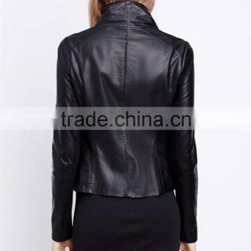 China Wholesale Supplier Cool Shinny Black Pu Leather Jacket For Women photo-2