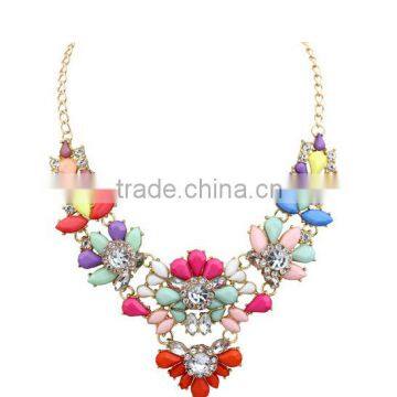 CZ901409 Fashion Women Collar Crystal Charm Chain Pendant Bib Statement Necklace Jewelry