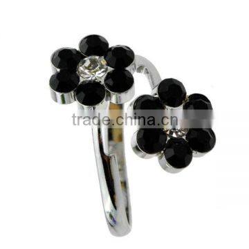  gold supplier flower shaped crystal stone silver fashion ring unique fashion rings made by 316L stainless steel (LR9138)