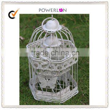 Butterfly Series Decorative White Iron Bird Cage, Bird Cage Candle Holder