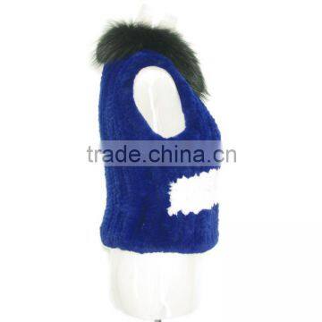 Rex Rabbit Fur Waistcoat With Raccoon Fur Collar KZ14101
