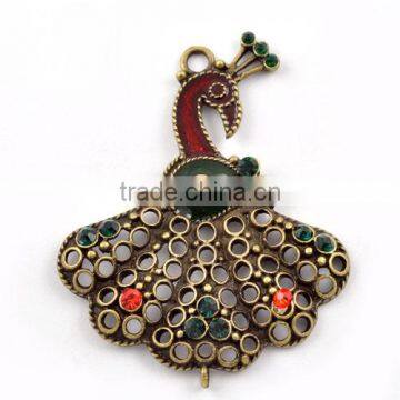 Wholesale Jewelry Charm Pendant Antique Broze Alloy Peacock 52*64mm