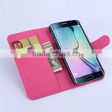 HOT SELLING Luxury Case for Samsung GALAXY S6 Edge PU Lichee Leather Flip Cover With Wallet photo-5
