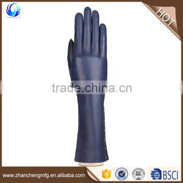 2016 women new design winter long sheepskin leather gloves made in China