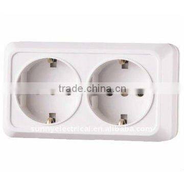 Double Shucko socket(surface mounted)wall switch and socket