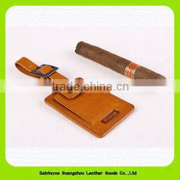 15014A Natural Brown leather wholesale airplane luggage travel tag