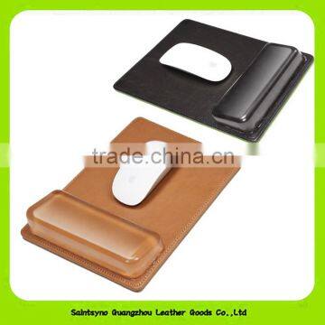 15015 Eco-friendly Creative promotional item leather mouse pad with hand rest luxury office mouse mat