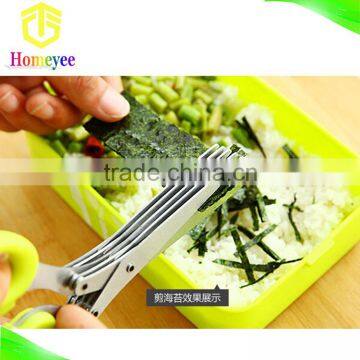 Multi Layer Scissors Stainless Steel Food Grade 5 Blade Herb Scissors Paper Cutting Scissors With Cleaning Comb