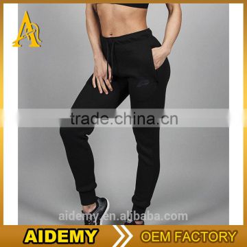 2016 fashion jogger custom logo black womens gym jogger pants