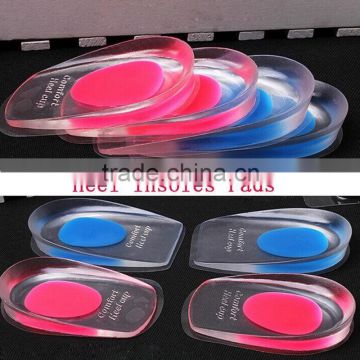 2015 one pair Gel Silicone Shoes Insoles Cushion Heel Cup Massage Pads Inserts Heel Pain Relief