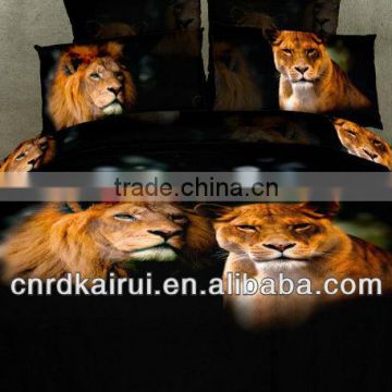 cool but cute lion(leopard) with black background color 3D printed bedding set