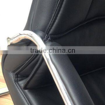 Mid Back Black Leather Home Office Furniture Meeting Chairs Office With no Wheels photo-5