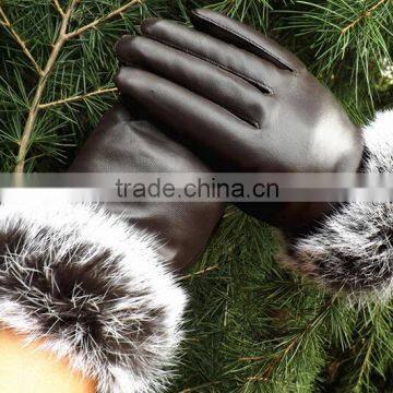 Korea Style Full Finger PU Material Winter Keep Warm and Velvet Cycle Gloves for Woman photo-6