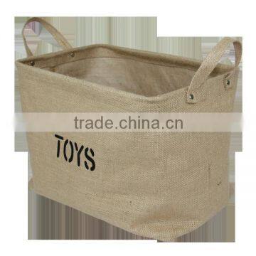 Coffee Handles Sturdy Jute Storage Bag Basket, Kid Lego Toy Storage Bag photo-3