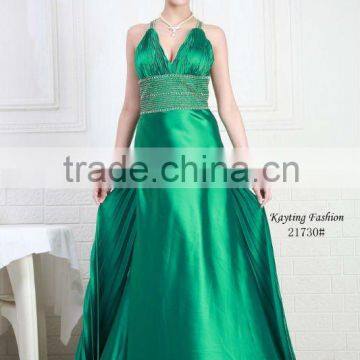 2012 Chic evening dress Green Sequins Beaded evening dress Sexy V-neck evening dress 21730