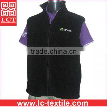 China clothing factory direct wholesale personalized womens sleeveless 280gsm work fleece vest with Zip-close pockets(LCTU0056)