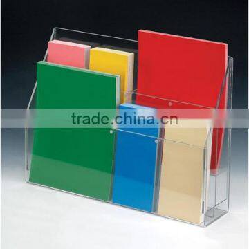 2-Tiered Acrylic Literature Holder for Tabletop or Wall, 8 Adjustable Pockets - Clear(AL-B-0268)