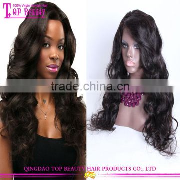 Qingdao brazilian hair lace front wig 2016 hot sale ponytail lace front wig popular human hair lace front wigs with bangs