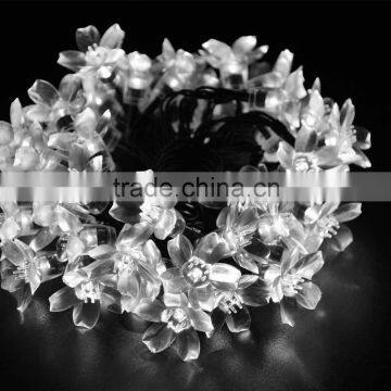 White 7m 50leds Blossom Flower Solar String Light for Garden Decoration